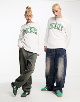 Dickies Unisex LS aitkin t-shirt in white and green