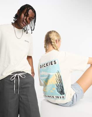 Dickies Dickies Unisex north plains mountain back print t-shirt in off white Exclusive to ASOS