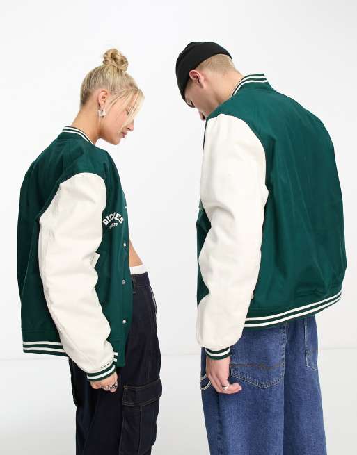 Dickies Unisex - Oak Grove - Giacca college verde con maniche a contrasto - In esclusiva per ASOS, 2 di 4