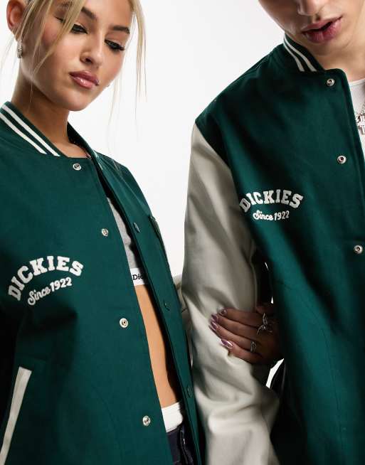 Dickies Unisex oak grove varsity jacket with contrast sleeves in