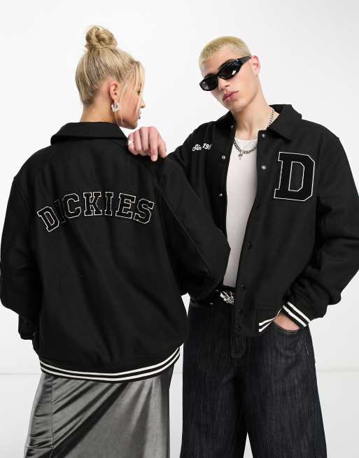 Dickies Unisex west vale varsity jacket in black with back