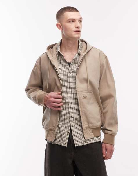 Dickies unlined canvas hooded bomber jacket in tan - view 1