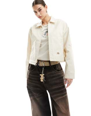 Dickies Dickies unlined cropped eisenhower jacket in cream-White