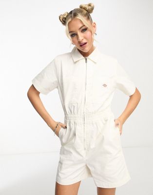 Dickies vale shortall overall playsuit in off white - ASOS Price Checker