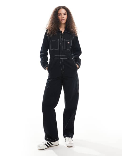 Dickies Vale Coverall Langarmliger Jumpsuit in Schwarz