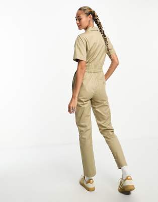 Dickies Vale coverall short sleeve jumpsuit in khaki