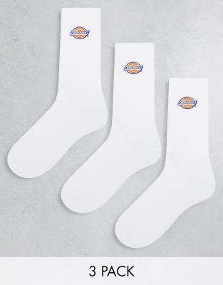 DICKIES VALLEY GROVE 3 PACK CREW SOCKS IN WHITE MULTIPACK