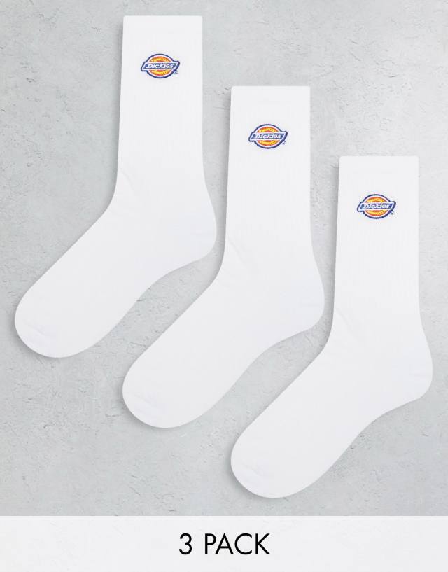 Dickies - valley grove 3 pack crew socks in white multipack