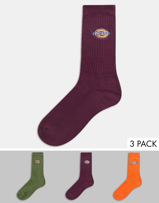 Dickies Valley Grove embroidered 3-pack sock in multi