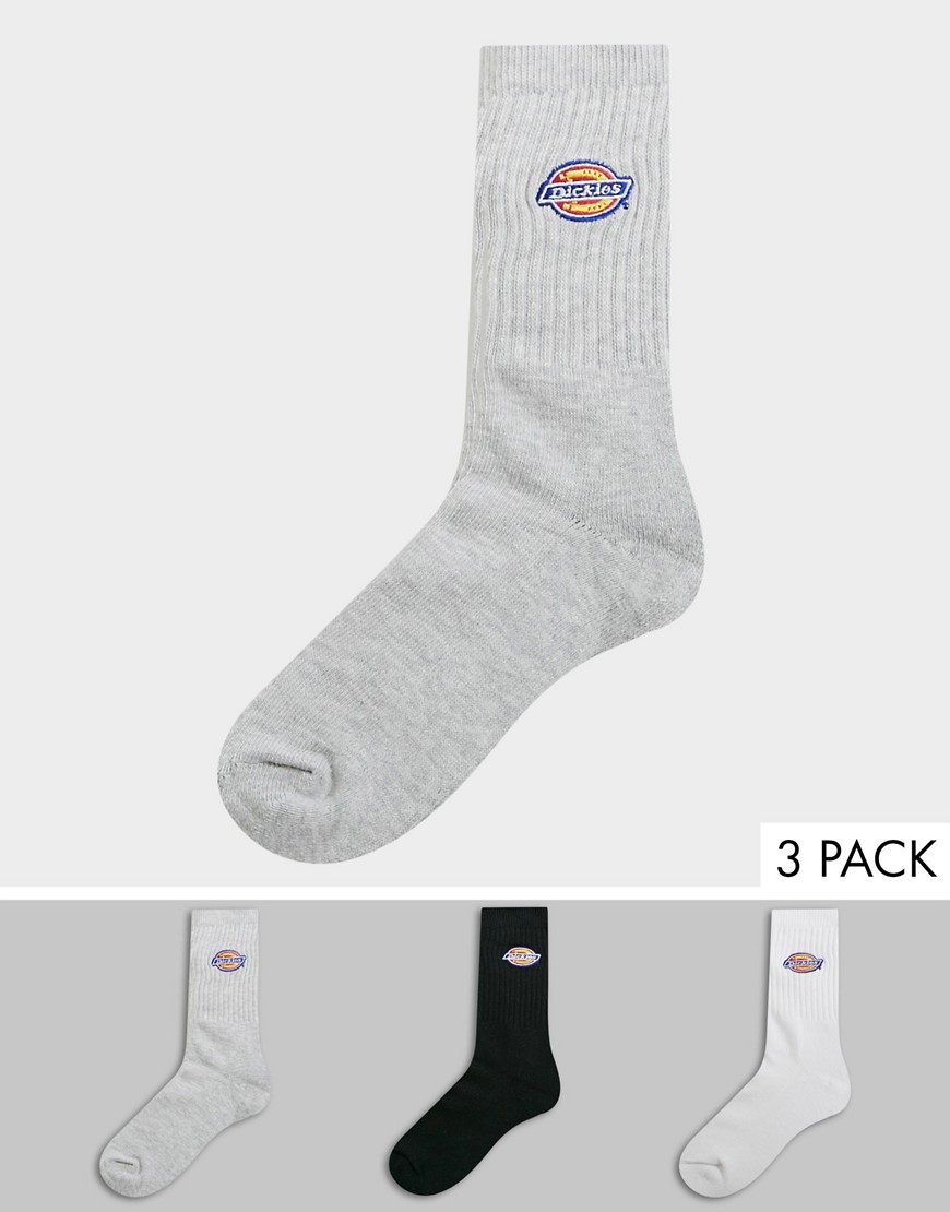 Dickies - Valley Grove - Set van 3 paar sokken in zwart, wit en grijs-Multi