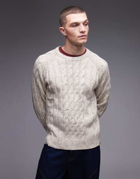 Dickies Vanleer heavyweight cable knit jumper in off white - view 1