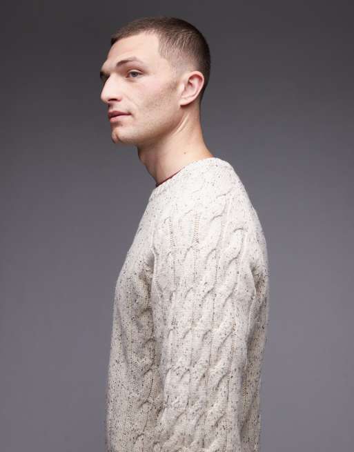 Dickies – Vanleer – Pullover aus schwerem Strickstoff in Wollweiß mit Zopfmuster, 4 von 5