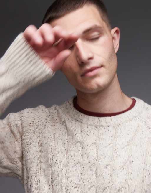 Dickies – Vanleer – Pullover aus schwerem Strickstoff in Wollweiß mit Zopfmuster, 5 von 5