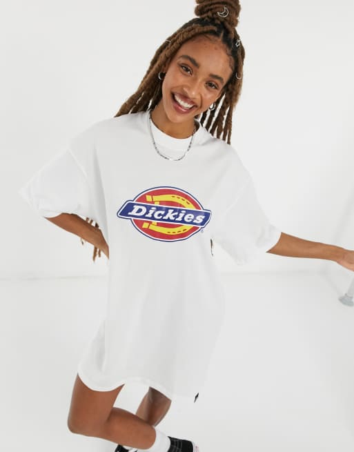 Dickies – Varnell Horseshoe – T-Shirt-Kleid in Weiß mit Logo