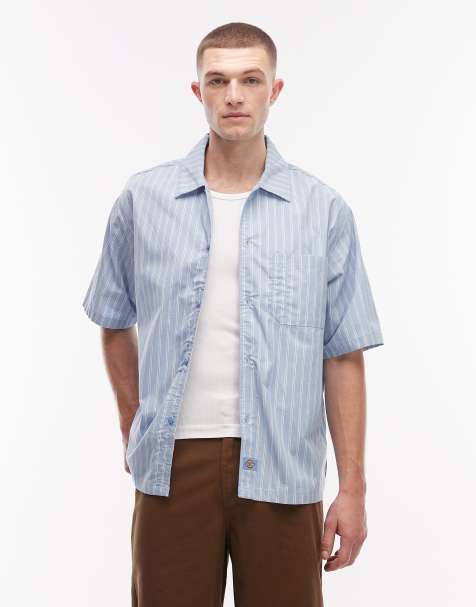 Dickies Venedocia short sleeve striped shirt in blue - view 1