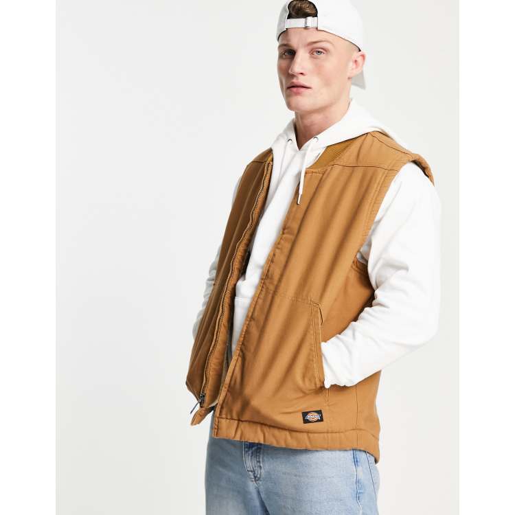 Dickies - Veste sans manches avec doublure façon sherpa - Marron | ASOS