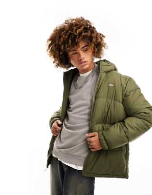 Dickies waldenburg hooded puffer jacket in green