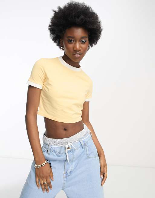 Pastel yellow cheap crop top