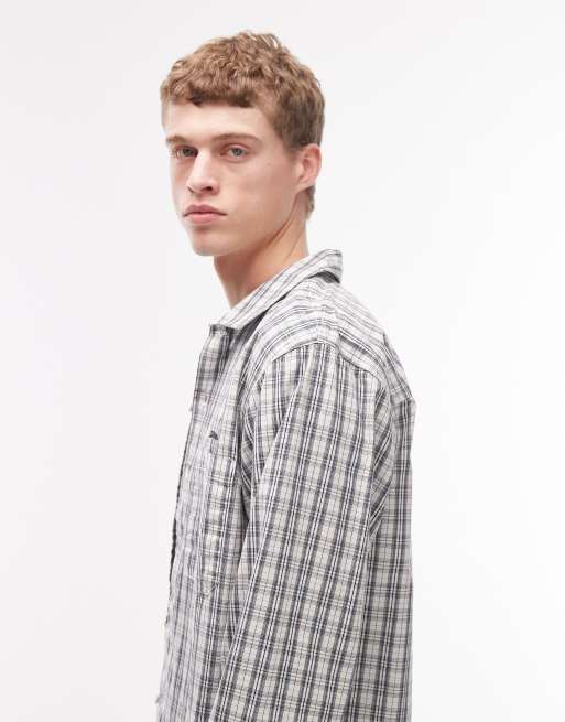 Dickies - Wellsville - Råhvid skjorte med lange ærmer og striber, 4 af 5