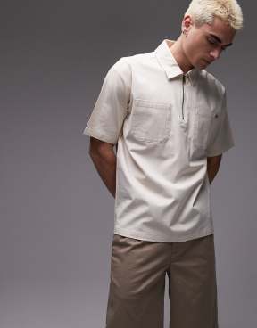 Dickies - Western Ranch - Chemise à col zippé - Blanc cassé