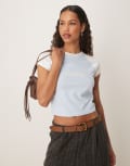 [Dickies] Dickies western rope logo raglan baby tee in light blue and off white XS Light blue