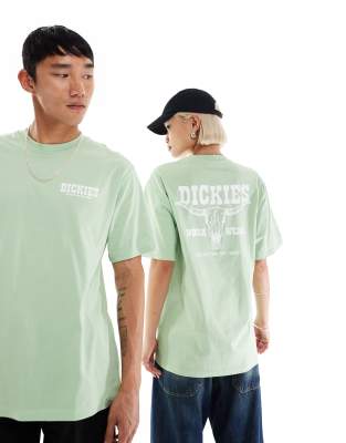  Dickies western short sleeve back print t-shirt in light green- exclusive to asos