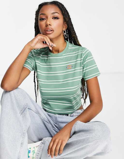 Dickies – Westover – Gestreiftes T-Shirt in Grün ASOS