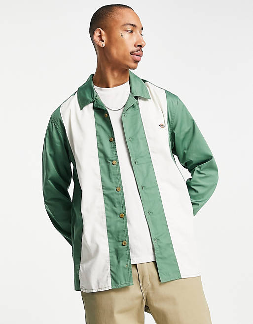 Dickies Westover shirt in white/green 