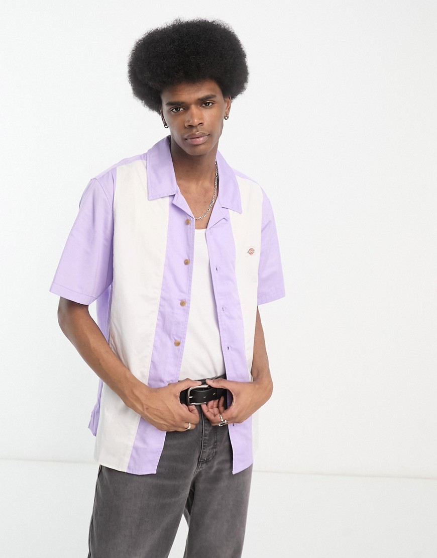 Dickies westover striped short sleeve shirt in lilac-Purple