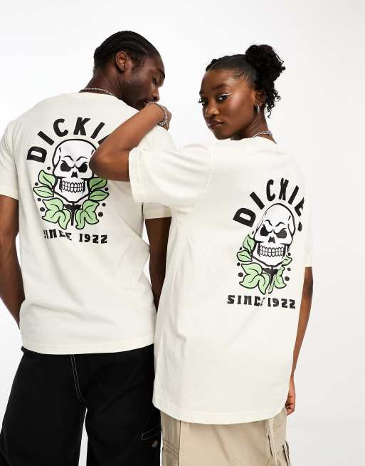 Dickies – Weyers Cave – T-shirt w kolorze złamanej bieli z nadrukiem czaszki na plecach