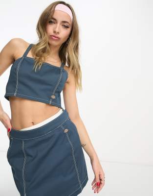 Dickies - Whitford - Kurzes Bralette-Oberteil in Blau-Marineblau