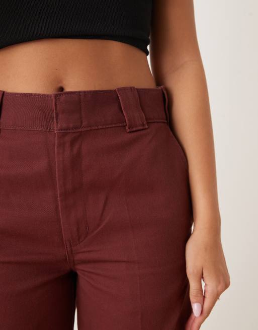 Dickies wide leg pants in burgundy, 4 of 5