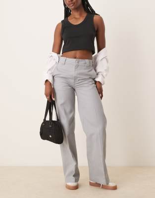 Dickies Dickies wide leg trousers in light grey