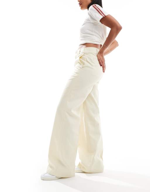 Dickies wide leg work pants in cream