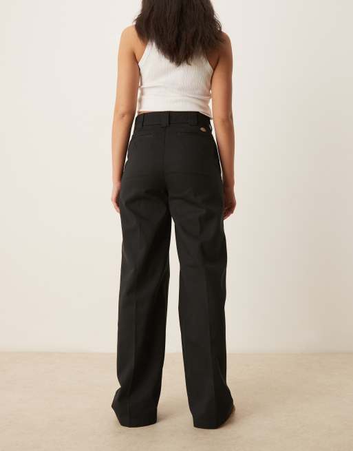 Dickies wide leg work trousers in black