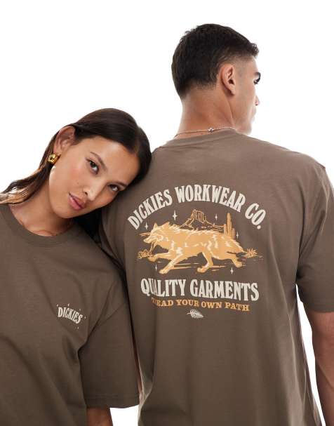 Dickies wolf country graphic back print t-shirt in brown- exclusive to ASOS - view 1