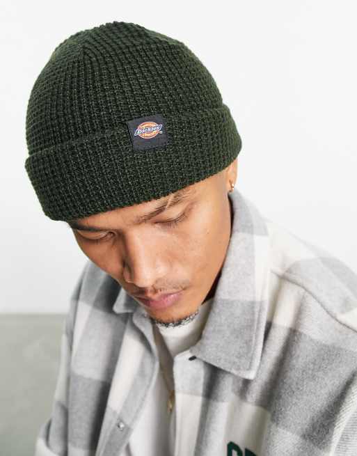 Dickies – Woodworth – Czarna czapka beanie o waflowym splocie w kolorze khaki