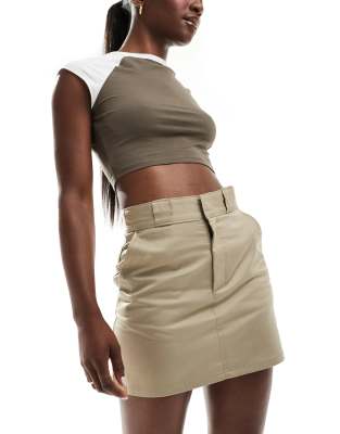 work mini skirt in beige-Green