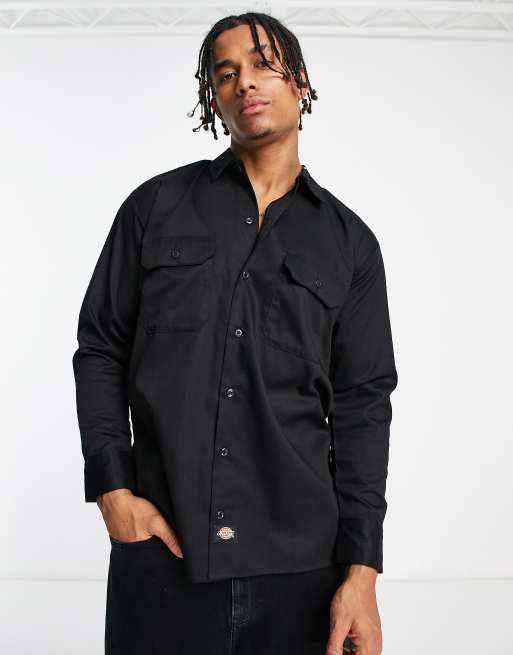 Dickies Work short long sleeve shirt in black | ASOS