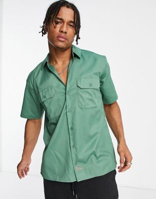  Dickies Work short sleeve shirt in green  - ASOS Price Checker
