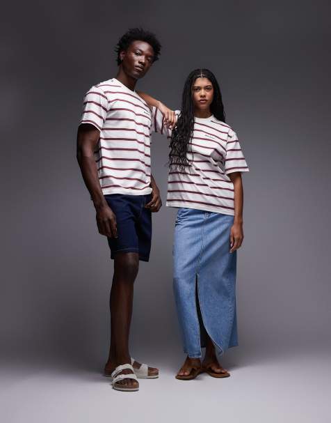 Dickies york heavyweight stripe t-shirt in off white and red - view 1