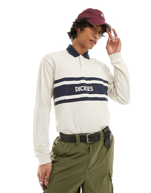 Dickies - Yorktown - Snuff polo a maniche lunghe stile rugby color crema
