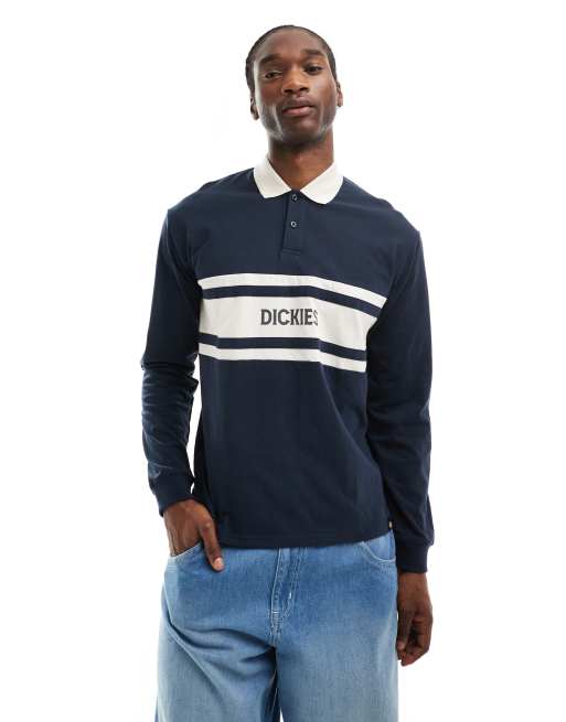 Dickies Yorktown rugby long sleeve polo shirt in dark navy