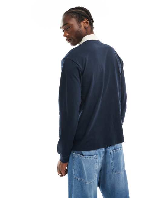 Dickies - Yorktown - Rugbyshirt met lange mouwen in marineblauw, 2 van 4