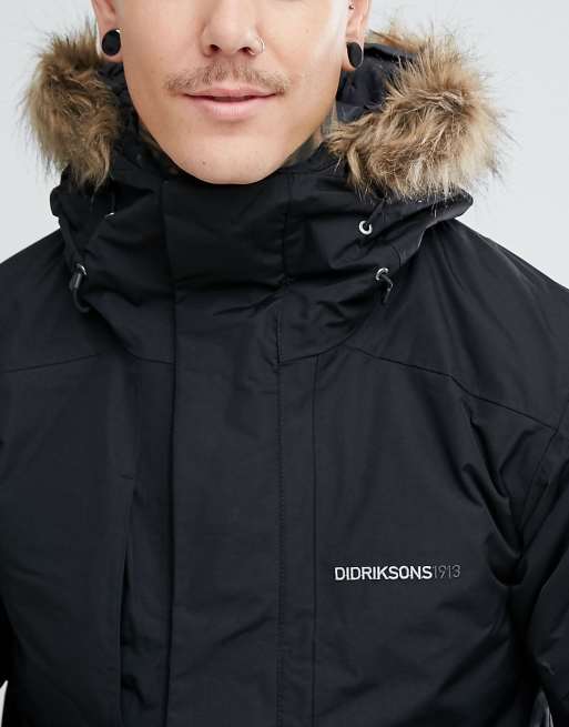 Didriksons 1913 in Black ASOS Collar Parka | Fur in Faux with Marc Black