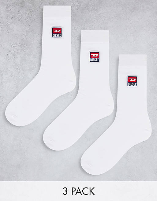  Socks/Diese 3 pack d logo socks in white 