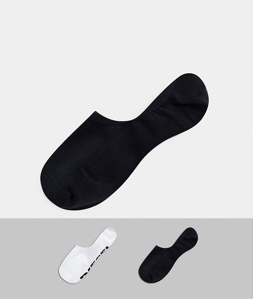Diesel 2 pack logo shoe liner socks in black and white-Multi
