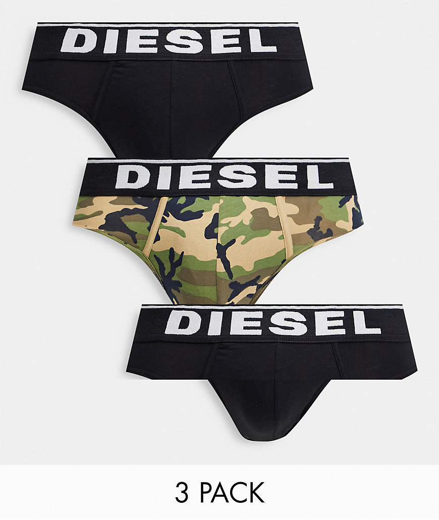 Diesel 3 pack briefs in camo/black-Multi