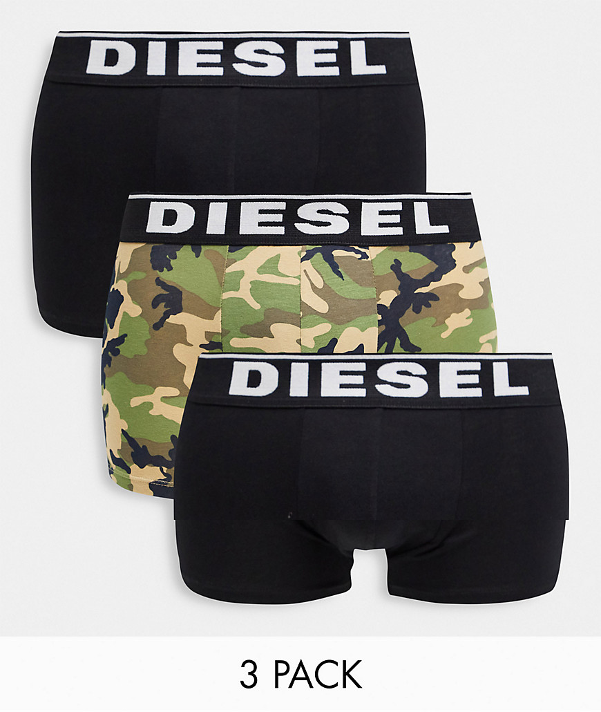 Diesel 3 pack camo trunks in black/khaki-Multi