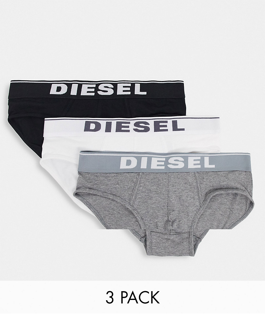 Diesel 3 pack cotton stretch trunks in black/white/grey-Multi